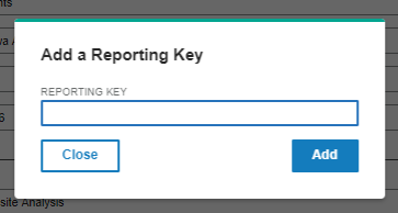 Add a Reporting Key modal