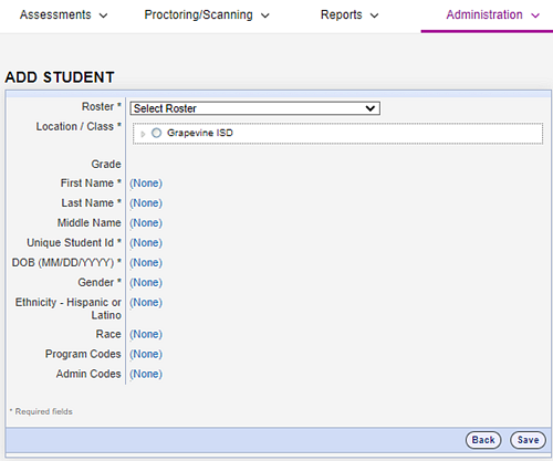 Add a Student page