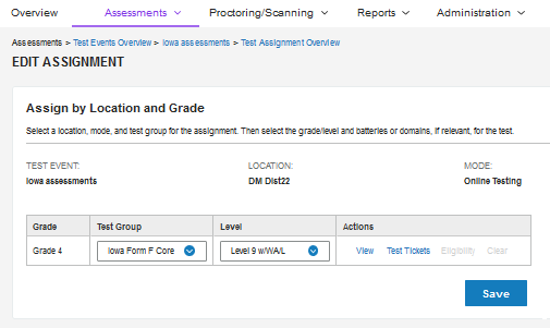 Edit Assignment details page