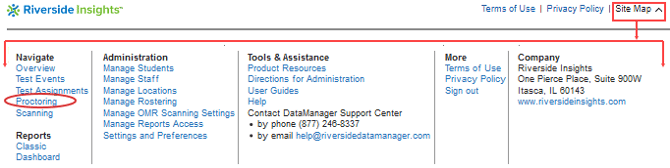 Site map in page footer