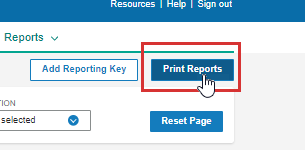 Print Reports button on the CogAT dashboard