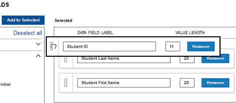 Custom data export - design selected fields