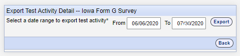 Export Test Activity Detail specifications