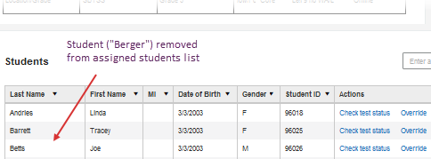 Assignment details page with student override in effect