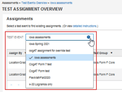 Test event selection on the Test Assignment page