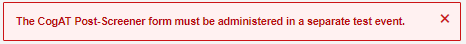 Error message for attempting to create post=screener assignmne tin same test event as Screening or Complete