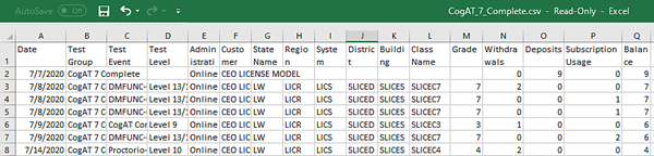 Export a test activity detail report