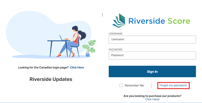 Riverside Score Log in page