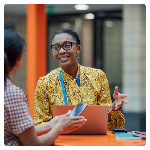 Teaacher in conference with parent