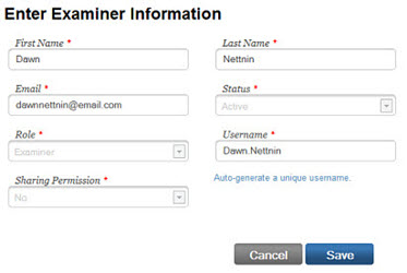 Editing examiner information
